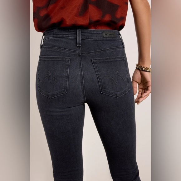 New AG Adriano Goldschmied Mari High Rise Slim Straight Jeans Faded Black Sz 24 - Picture 3 of 13